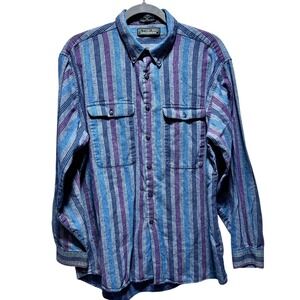 VTG Sutter Creek Levi Strauss Stiped Flannel Button Up Cotton LS Sz XL Levi's